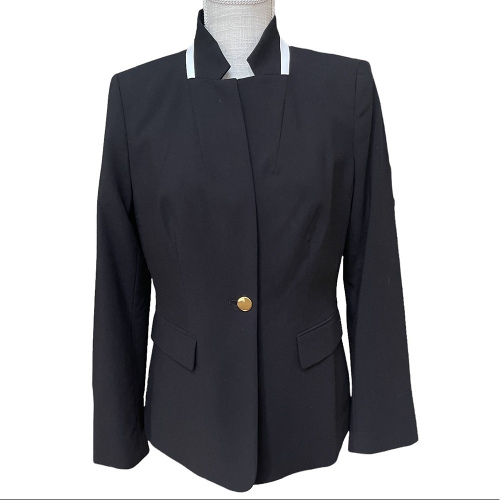 Calvin Kline Black Moto One Button Blazer Size: 6